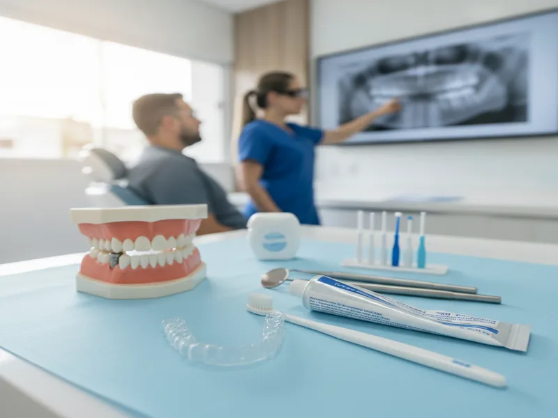 Paciente em consulta odontológica avaliando opções de tratamento